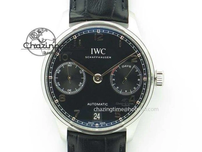 MIROTIME 0207 Portuguese Tourbillon IW5046 SS ZF Best Edition White Dial Blue Markers on Blue Leather Strap Fashionable 7149